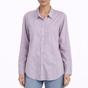 J. Jill Long Sleeve Striped Button Front Shirt Stretch Pink White Size S